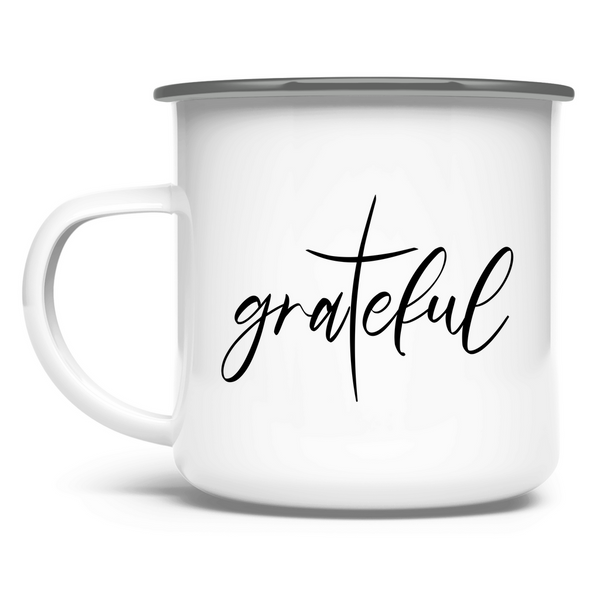 Emaille Tasse grateful