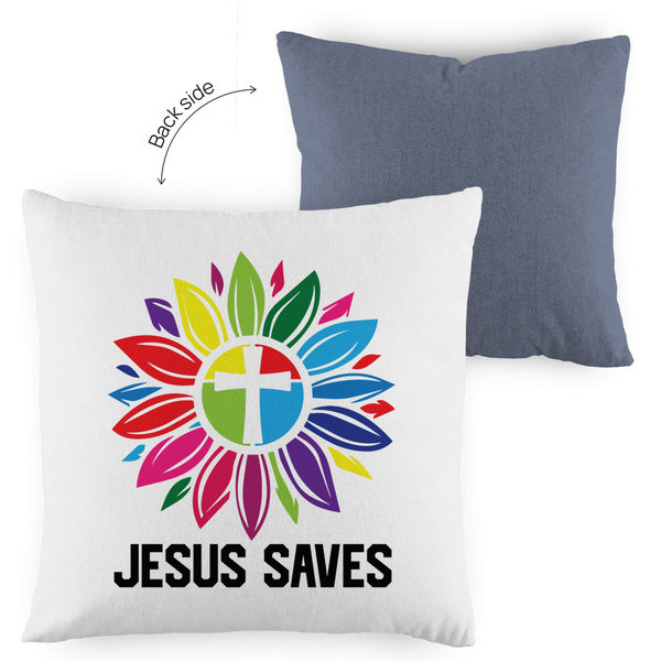 Kopfkissen zweifarbig jesus saves blume