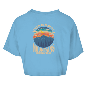 Damen Oversize Crop Top faith can move mountains matthew 17:20