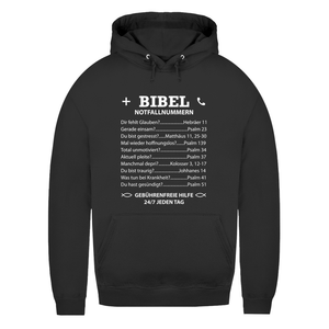 Damen Hoodie bibel notfallnummern