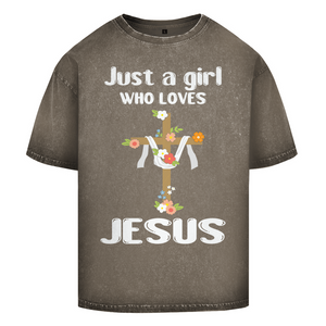 Oversize Washed T-Shirt just a girl who loves jesus
