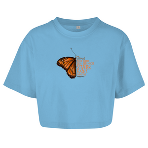 Damen Oversize Crop Top der mich stark macht schmetterling