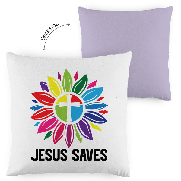 Kopfkissen zweifarbig jesus saves blume