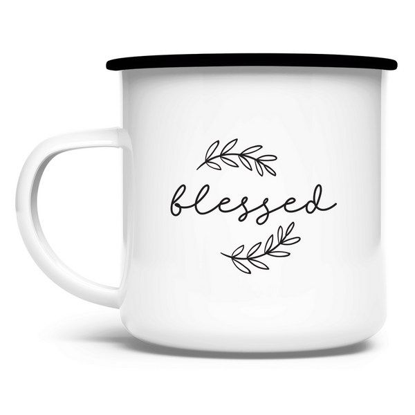 Emaille Tasse blessed