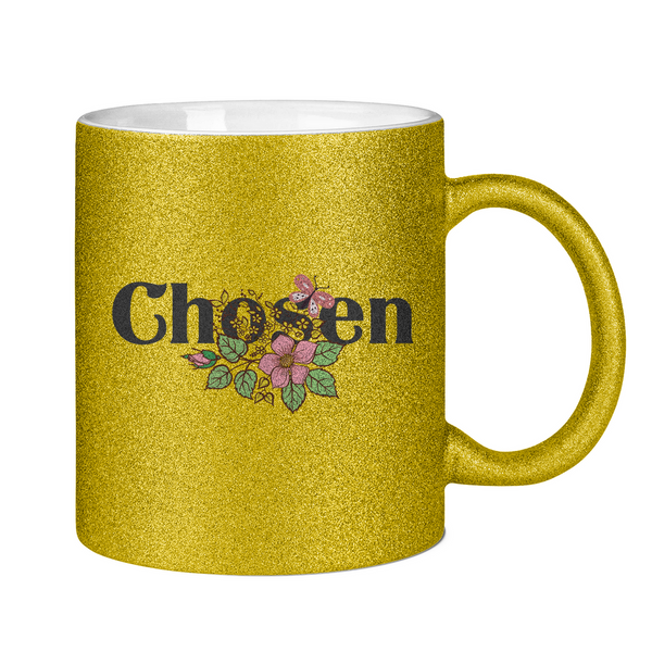 Glitzertasse chosen blumen