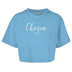 Damen Oversize Crop Top chosen 1 peter 2:9