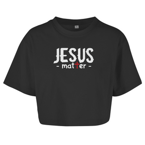 Damen Oversize Crop Top jesus matter