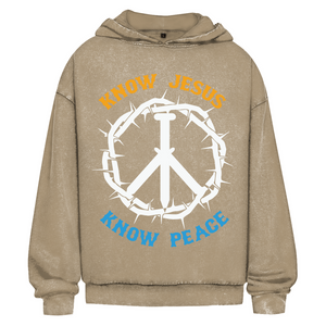 Oversize Washed Hoodie know jesus know peace
