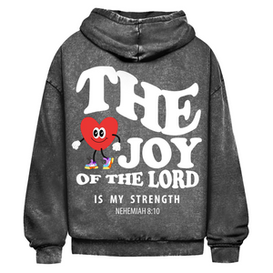 Oversize Washed Hoodie the joy of the lord nehemiah 8:10