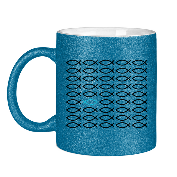 Glitzertasse Ichthys fisch christliches symbol