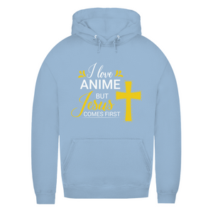 Damen Hoodie i love anime but jesus comes first