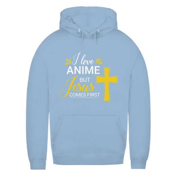 Damen Hoodie i love anime but jesus comes first