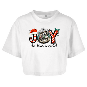 Damen Oversize Crop Top joy to the world