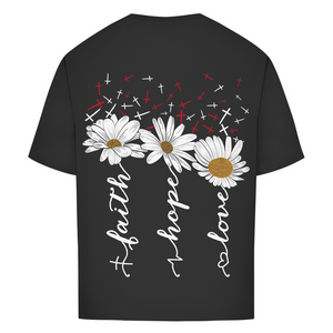 Oversize T-Shirt faith hope love blumen