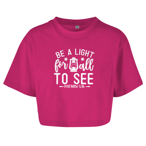 Damen Oversize Crop Top be a light for all to see matthew 5:16