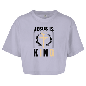 Damen Oversize Crop Top jesus is king