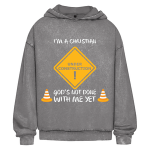 Oversize Washed Hoodie christian under construction