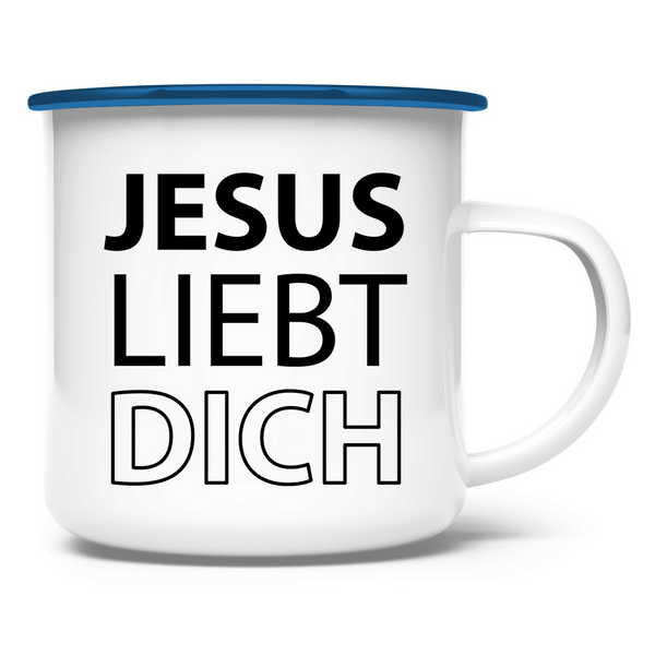 Emaille Tasse jesus liebt dich