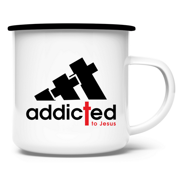 Emaille Tasse addicted to Jesus