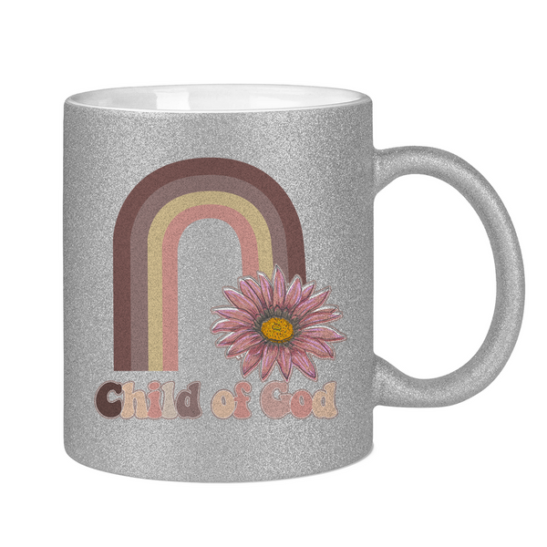 Glitzertasse child of god regenbogen