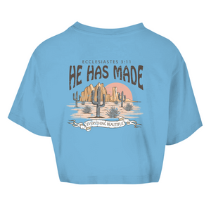 Damen Oversize Crop Top everything beautiful ecclesiastes 3:11