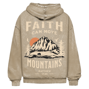 Oversize Washed Hoodie faith can move mountains matthew 17:20
