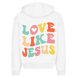 Oversize Zipper Hoodie love like jesus retro