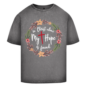 Oversize Washed T-Shirt in christ alone my hope is found