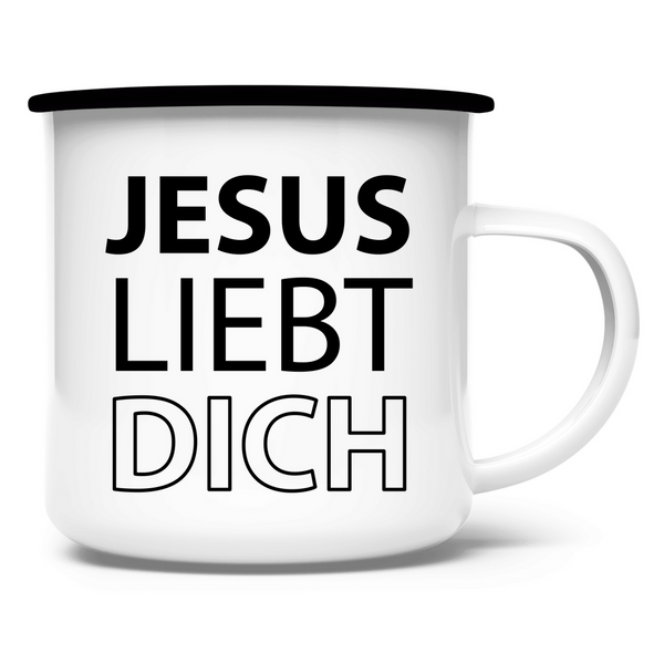 Emaille Tasse jesus liebt dich