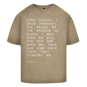 Oversize Washed T-Shirt i will fear no evil psalm 23:4