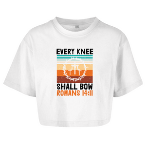 Damen Oversize Crop Topevery knee shall bow romans 14:11