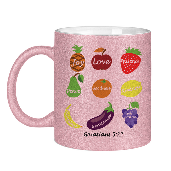 Glitzertasse joy love peace galatians 5:22