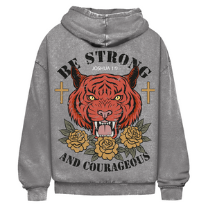 Oversize Washed Hoodie be strong and courageous joshua 1:9