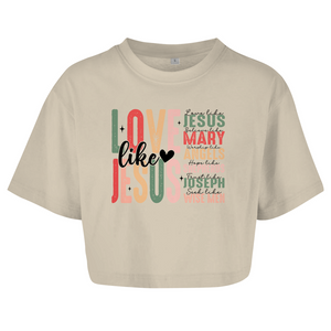 Damen Oversize Crop Top love like jesus