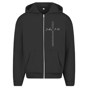 Oversize Zipper Hoodie for god so loved the world john 3:16
