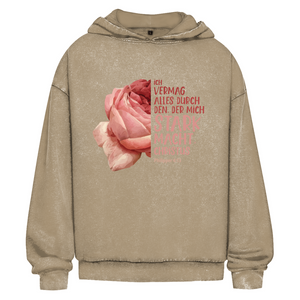 Oversize Washed Hoodie der mich stark macht rose philipper 4:13