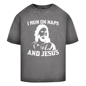 Oversize Washed T-Shirt i run on naps and jesus