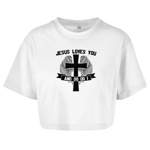 Damen Oversize Crop Topjesus loves you and so do i
