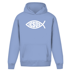 Oversize Hoodie Ohne Kordel fisch symbol ICHTHYS Jesus