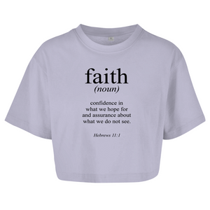 Damen Oversize Crop Top faith hebrews 11:1