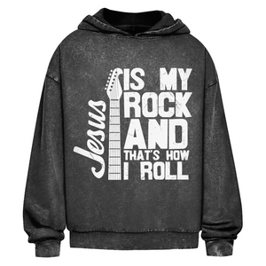Oversize Washed Hoodie jesus is my rock guitarist