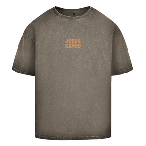 Oversize Washed T-Shirt jesus saves john 3:16-17