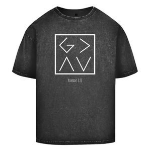 Oversize Washed T-Shirt god is greater romans 8:28