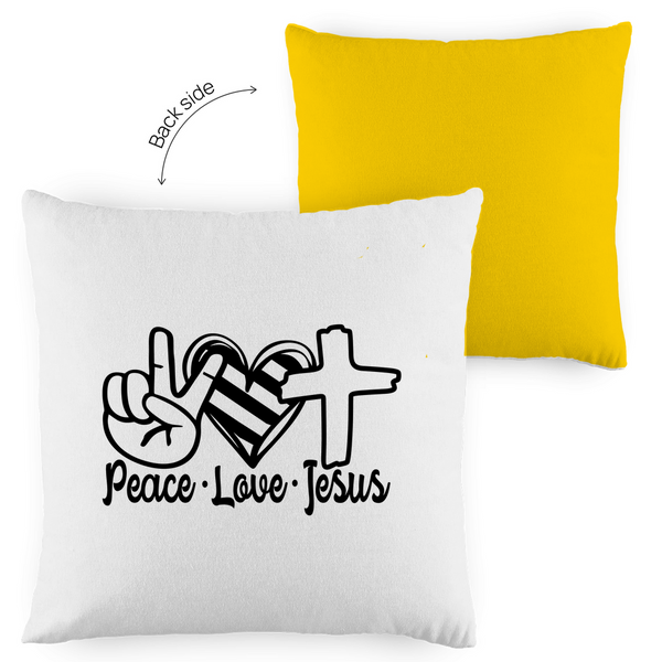 Kopfkissen zweifarbig peace love jesus