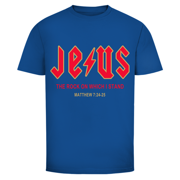 Herren T-Shirt jesus the rock matthew 7:24-25