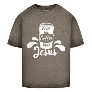 Oversize Washed T-Shirt give me coffee and jesus