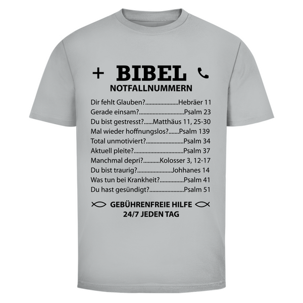 Herren T-Shirt bibel notfallnummern