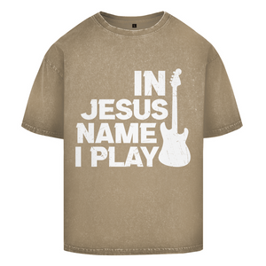 Oversize Washed T-Shirt in jesus name i play guitarist