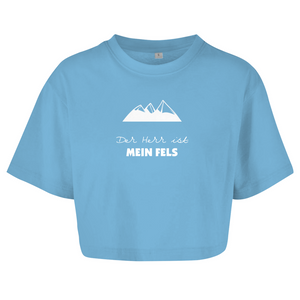 Damen Oversize Crop Top der herr ist mein fels