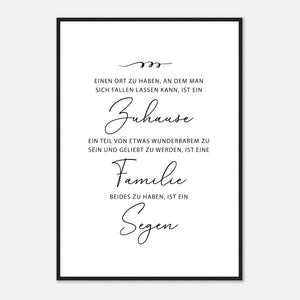 zuhause familie segen Poster mit Holzrahmen
